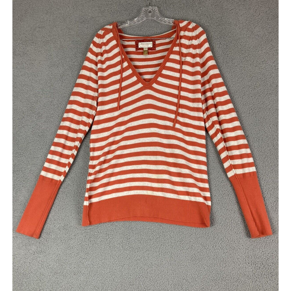 American Eagle Outfitters XXL Youth/ Womens Long Sleeve Orange White Striped Top